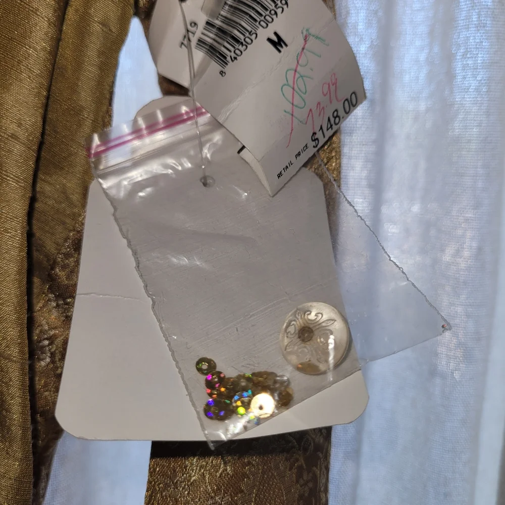 NWT Sandy Starkman Victorian Polyester Brocade Peplum Jacket Gold Womens Med - Picture 7 of 10